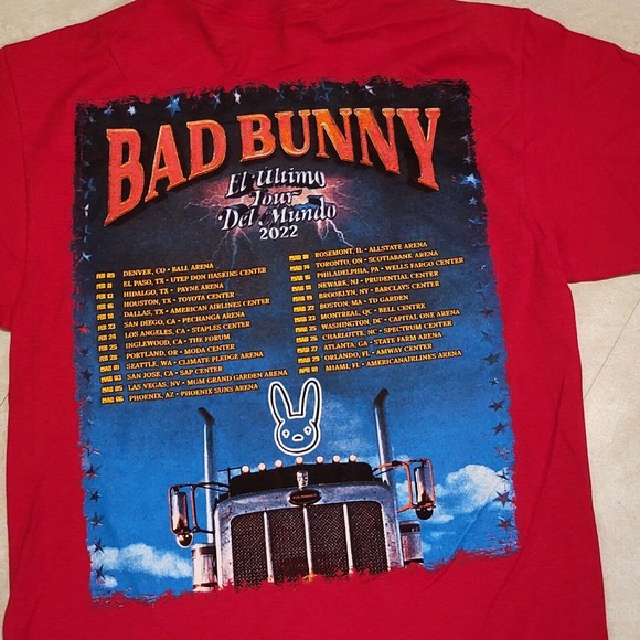 Bad Bunny El Ultimo Tour Del Mundo 2022 Music Band T Shirt Mens Size S Small - Picture 7 of 7